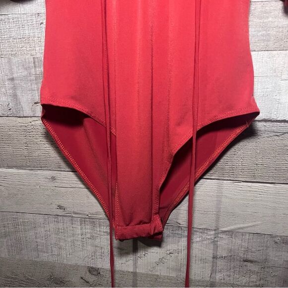 Lulus Rust Orange Lace Up Cape Backless Bodysuit - Picture 8 of 11
